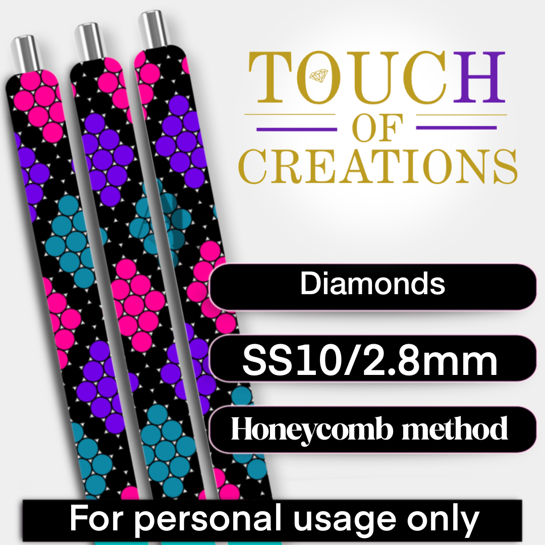 Purple, Pink & Teal Diamond Pen Template
